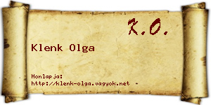 Klenk Olga névjegykártya